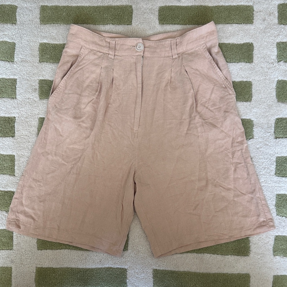 Topshop Light Tan Pleated Baggy Shorts